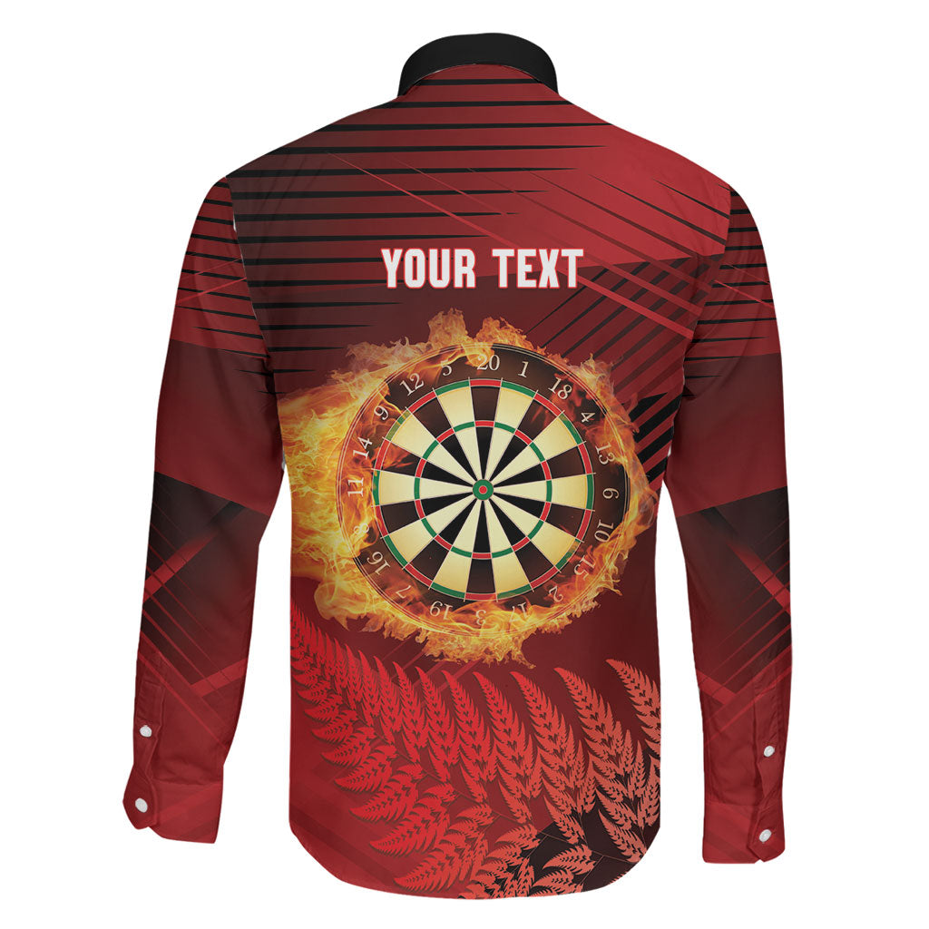 Personalised Darts New Zealand Family Matching Mermaid Dress and Hawaiian Shirt Silver Fern Red Color LT22 - Polynesian Pride