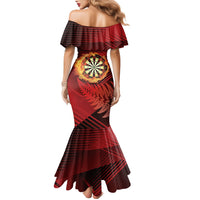 Personalised Darts New Zealand Family Matching Mermaid Dress and Hawaiian Shirt Silver Fern Red Color LT22 - Polynesian Pride