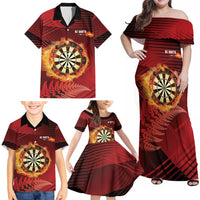 Personalised Darts New Zealand Family Matching Off Shoulder Maxi Dress and Hawaiian Shirt Silver Fern Red Color LT22 - Polynesian Pride