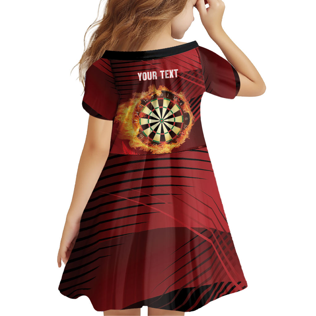 Personalised Darts New Zealand Family Matching Off Shoulder Short Dress and Hawaiian Shirt Silver Fern Red Color LT22 - Polynesian Pride