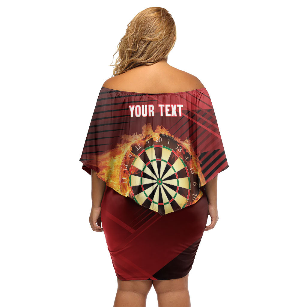 Personalised Darts New Zealand Family Matching Off Shoulder Short Dress and Hawaiian Shirt Silver Fern Red Color LT22 - Polynesian Pride