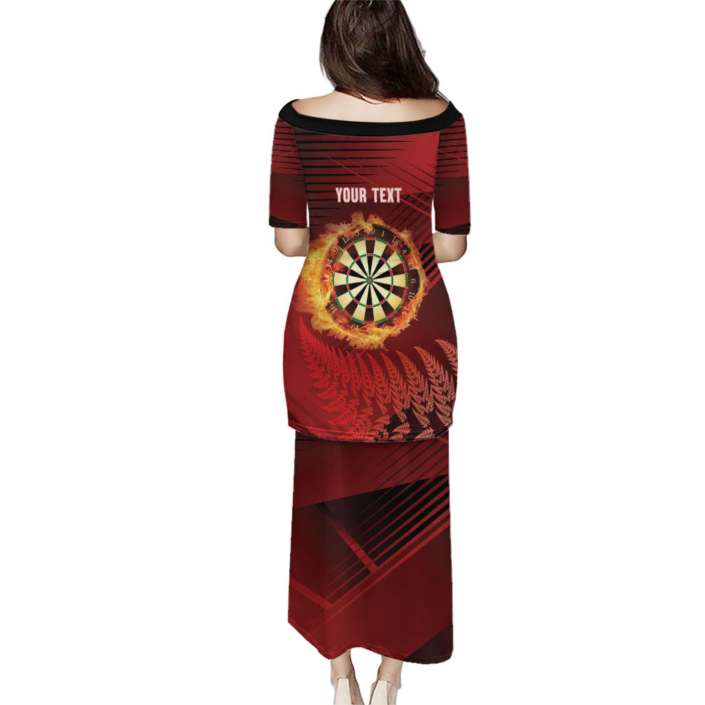 Personalised Darts New Zealand Family Matching Puletasi and Hawaiian Shirt Silver Fern Red Color LT22 - Polynesian Pride