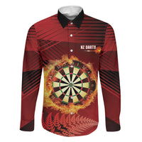 Personalised Darts New Zealand Family Matching Summer Maxi Dress and Hawaiian Shirt Silver Fern Red Color LT22 Dad's Shirt - Long Sleeve Red - Polynesian Pride