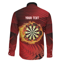 Personalised Darts New Zealand Family Matching Summer Maxi Dress and Hawaiian Shirt Silver Fern Red Color LT22 - Polynesian Pride