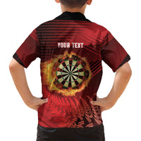 Personalised Darts New Zealand Family Matching Tank Maxi Dress and Hawaiian Shirt Silver Fern Red Color LT22 - Polynesian Pride