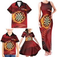 Personalised Darts New Zealand Family Matching Tank Maxi Dress and Hawaiian Shirt Silver Fern Red Color LT22 - Polynesian Pride