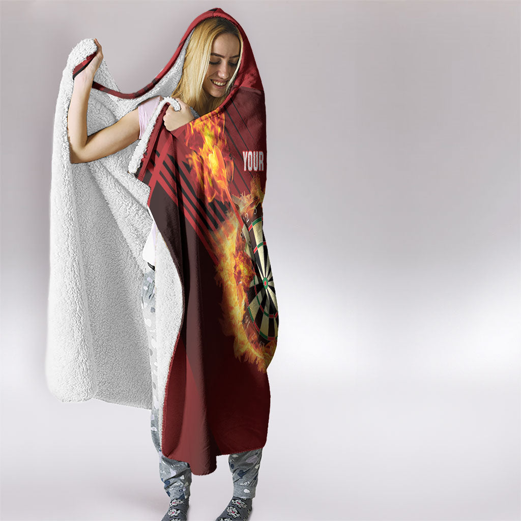 Personalised Darts New Zealand Hooded Blanket Silver Fern Red Color