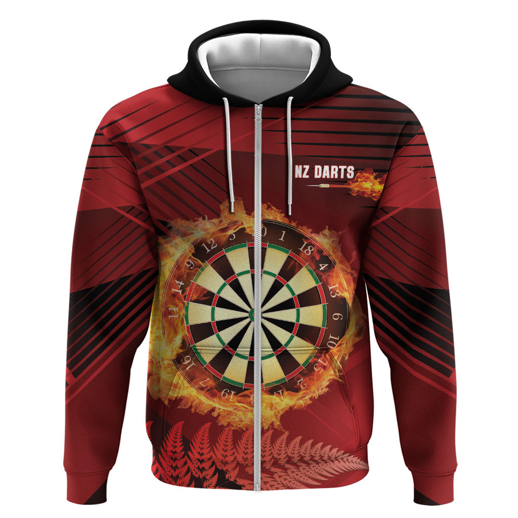 Personalised Darts New Zealand Hoodie Silver Fern Red Color