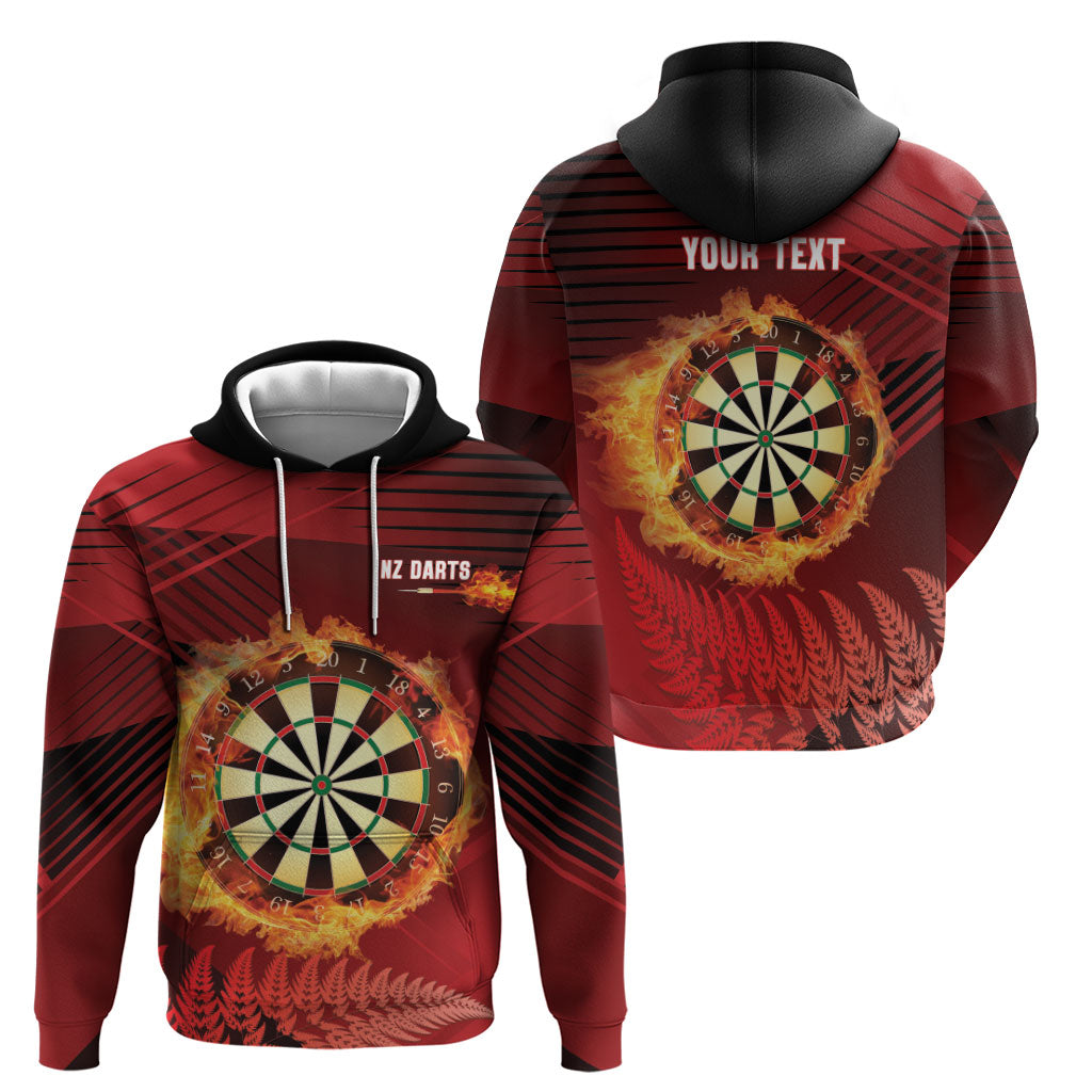 Personalised Darts New Zealand Hoodie Silver Fern Red Color