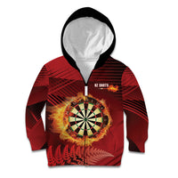 Personalised Darts New Zealand Kid Hoodie Silver Fern Red Color