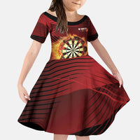 Personalised Darts New Zealand Kid Short Sleeve Dress Silver Fern Red Color
