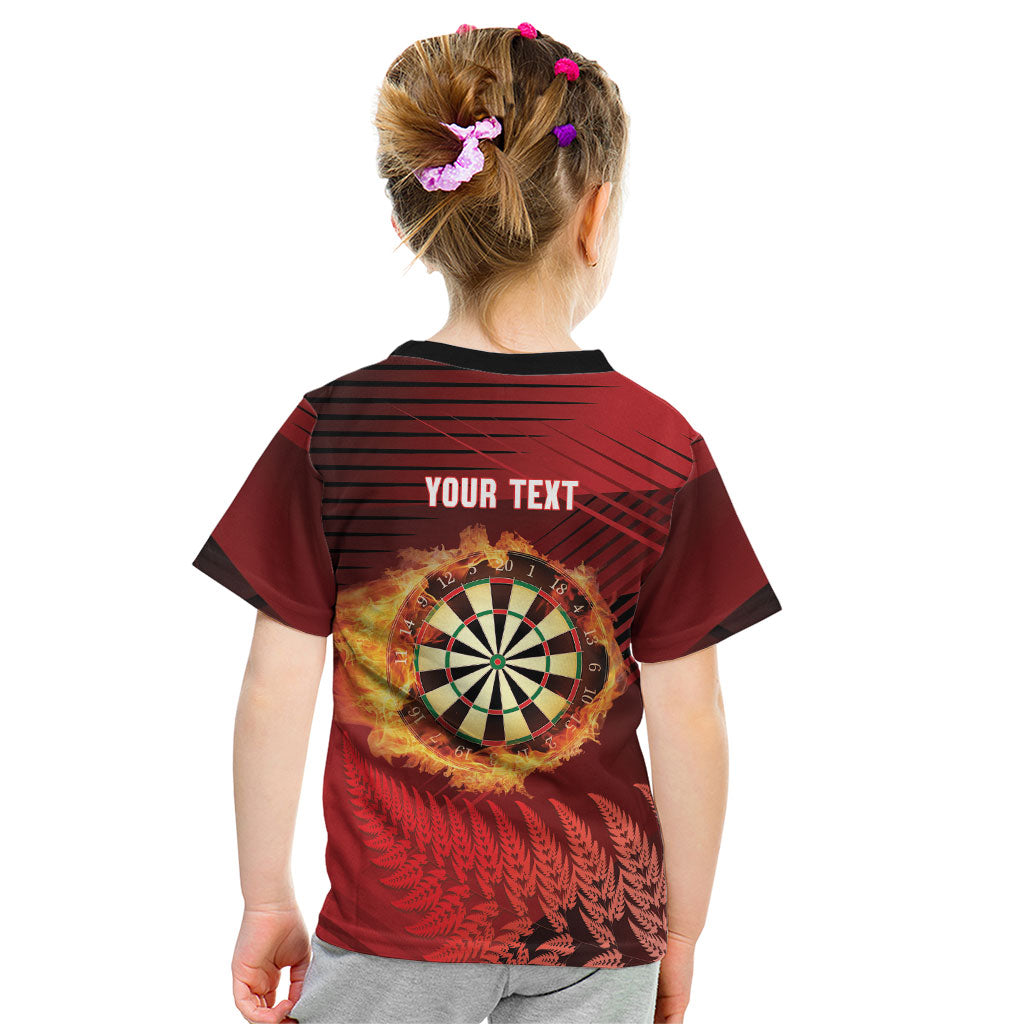 Personalised Darts New Zealand Kid T Shirt Silver Fern Red Color
