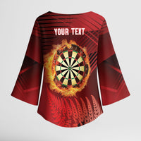 Personalised Darts New Zealand Kimono Sleeve Blouse Silver Fern Red Color