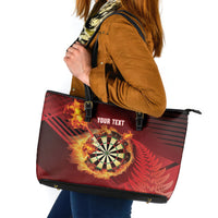 Personalised Darts New Zealand Leather Tote Bag Silver Fern Red Color