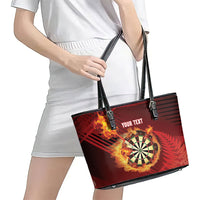 Personalised Darts New Zealand Leather Tote Bag Silver Fern Red Color