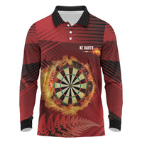 Personalised Darts New Zealand Long Sleeve Polo Shirt Silver Fern Red Color