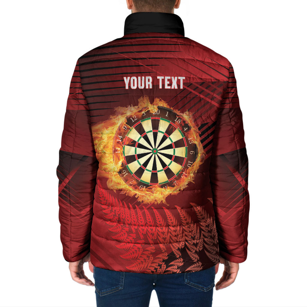 Personalised Darts New Zealand Padded Jacket Silver Fern Red Color