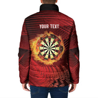 Personalised Darts New Zealand Padded Jacket Silver Fern Red Color