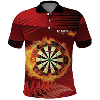 Personalised Darts New Zealand Polo Shirt Silver Fern Red Color