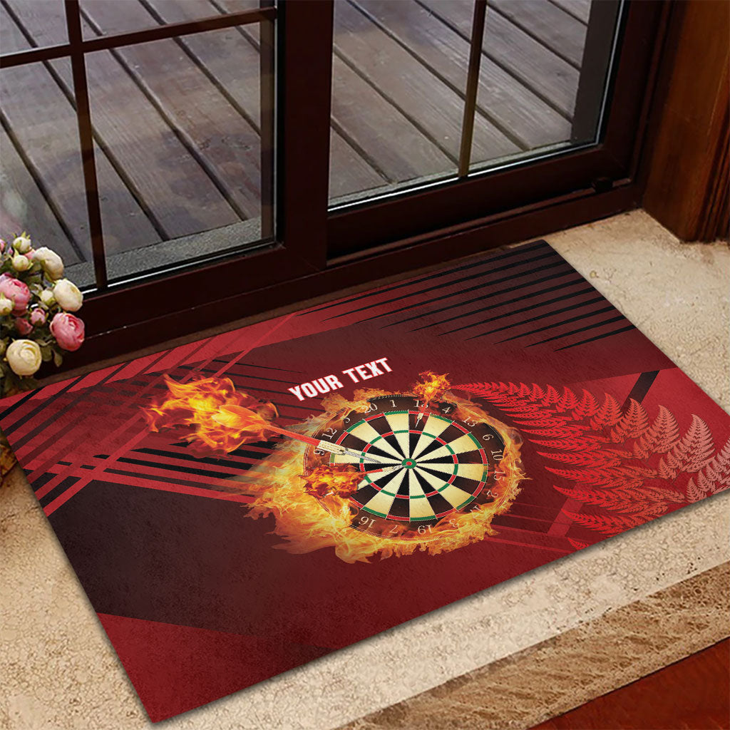 Personalised Darts New Zealand Rubber Doormat Silver Fern Red Color