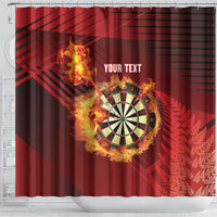 Personalised Darts New Zealand Shower Curtain Silver Fern Red Color