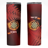 Personalised Darts New Zealand Skinny Tumbler Silver Fern Red Color
