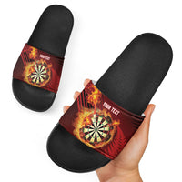 Personalised Darts New Zealand Slide Sandals Silver Fern Red Color