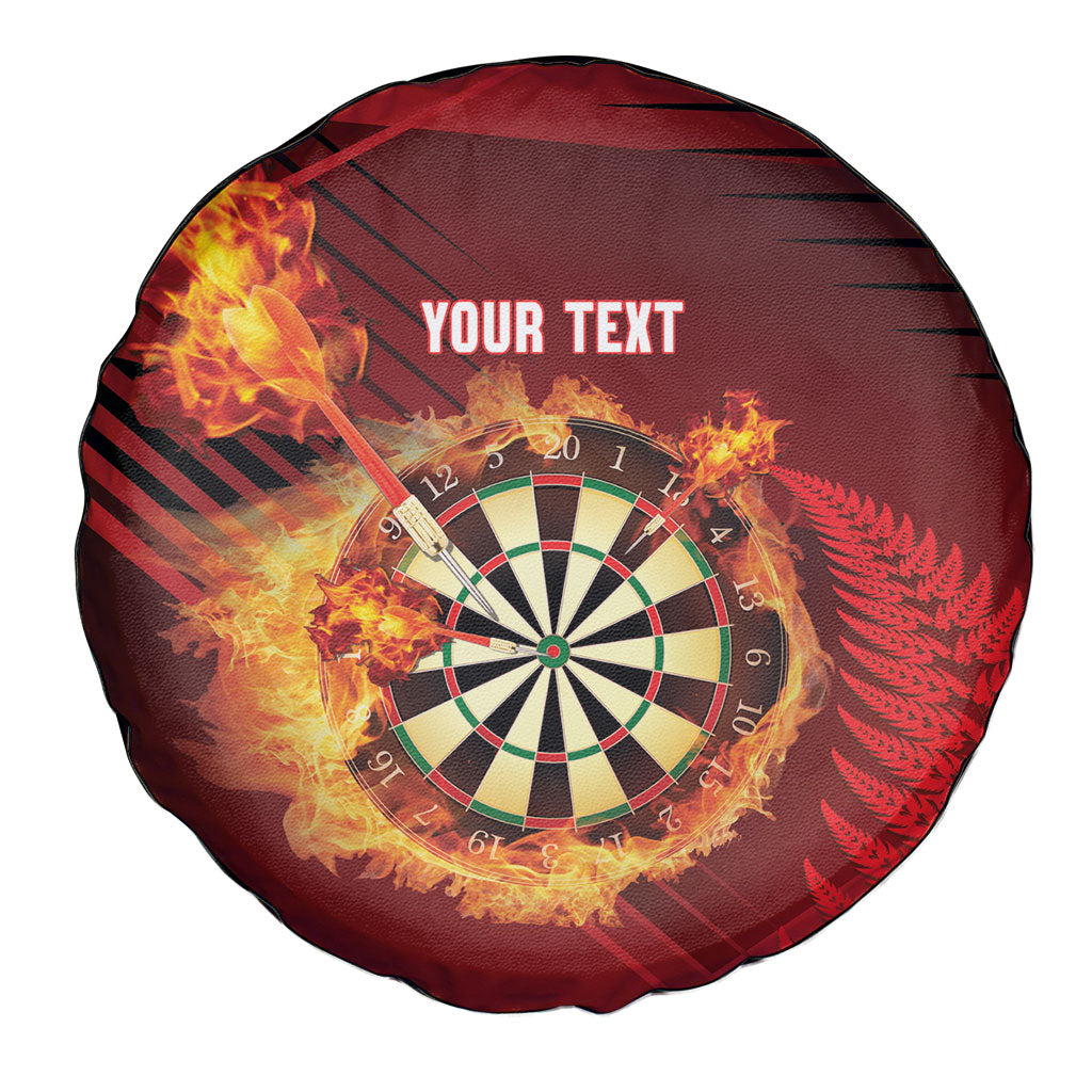 Personalised Darts New Zealand Spare Tire Cover Silver Fern Red Color