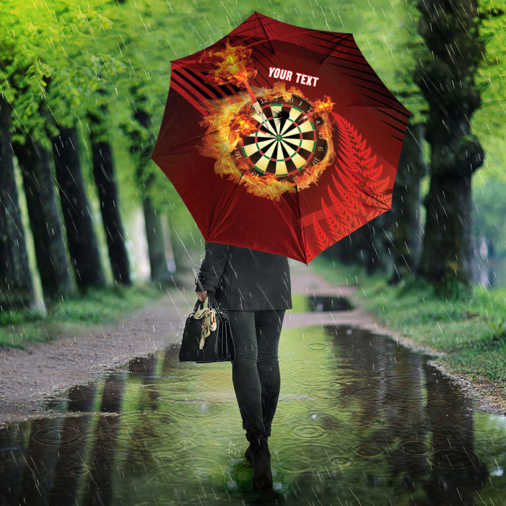 Personalised Darts New Zealand Umbrella Silver Fern Red Color