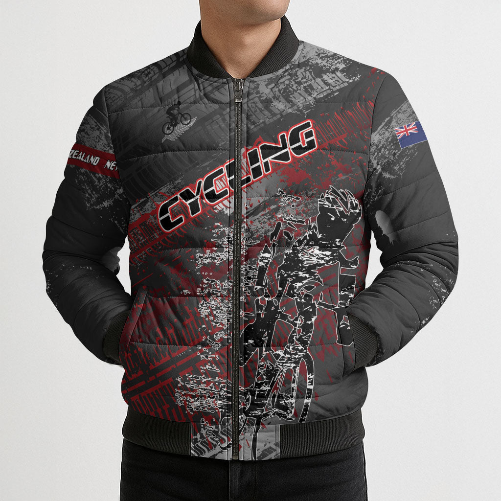 Personalised Cycling New Zealand Bomber Puffer Jacket Aotearoa Pride Sportswear