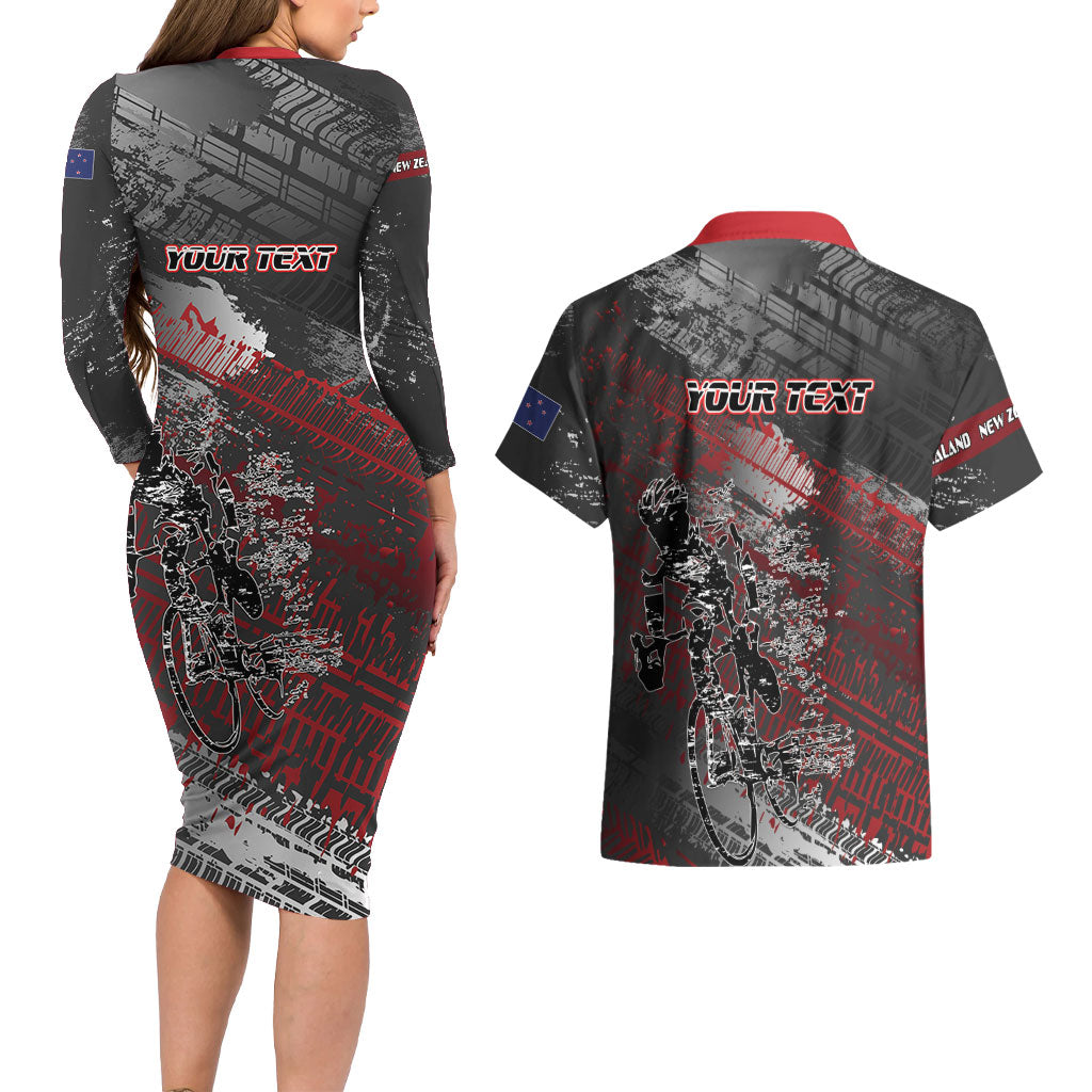 Personalised Cycling New Zealand Couples Matching Long Sleeve Bodycon Dress and Hawaiian Shirt Aotearoa Pride Sportswear LT22 - Polynesian Pride