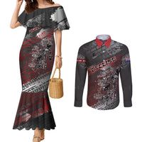 Personalised Cycling New Zealand Couples Matching Mermaid Dress and Long Sleeve Button Shirt Aotearoa Pride Sportswear LT22 Red - Polynesian Pride