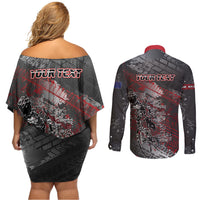 Personalised Cycling New Zealand Couples Matching Off Shoulder Short Dress and Long Sleeve Button Shirt Aotearoa Pride Sportswear LT22 - Polynesian Pride