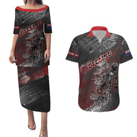 Personalised Cycling New Zealand Couples Matching Puletasi and Hawaiian Shirt Aotearoa Pride Sportswear LT22 Red - Polynesian Pride