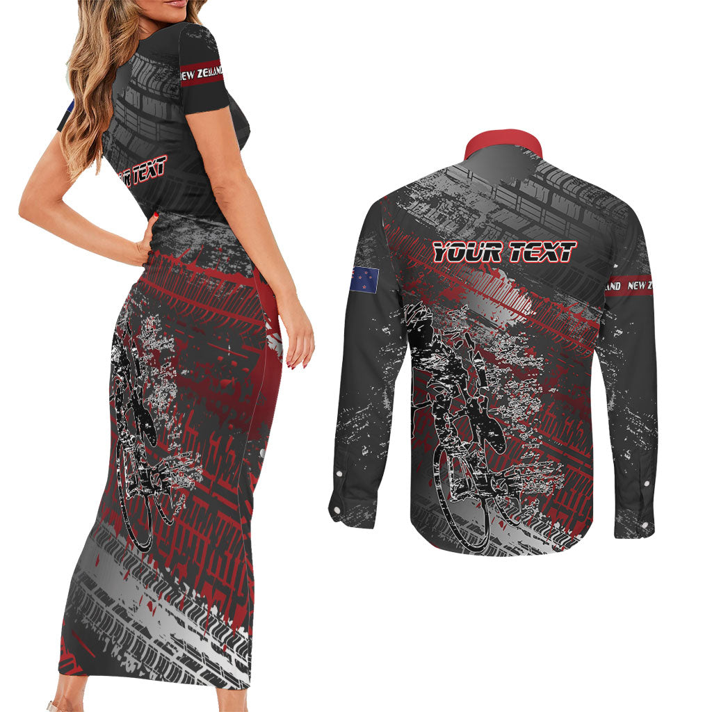 Personalised Cycling New Zealand Couples Matching Short Sleeve Bodycon Dress and Long Sleeve Button Shirt Aotearoa Pride Sportswear LT22 - Polynesian Pride