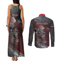 Personalised Cycling New Zealand Couples Matching Tank Maxi Dress and Long Sleeve Button Shirt Aotearoa Pride Sportswear LT22 - Polynesian Pride