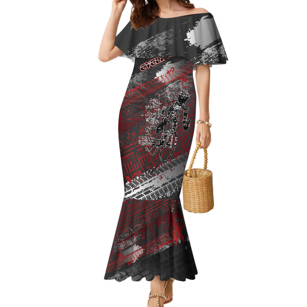 Personalised Cycling New Zealand Family Matching Mermaid Dress and Hawaiian Shirt Aotearoa Pride Sportswear LT22 Mom's Dress Red - Polynesian Pride