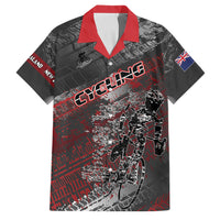 Personalised Cycling New Zealand Family Matching Off Shoulder Maxi Dress and Hawaiian Shirt Aotearoa Pride Sportswear LT22 Dad's Shirt - Short Sleeve Red - Polynesian Pride