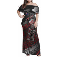 Personalised Cycling New Zealand Family Matching Off Shoulder Maxi Dress and Hawaiian Shirt Aotearoa Pride Sportswear LT22 Mom's Dress Red - Polynesian Pride