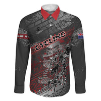 Personalised Cycling New Zealand Family Matching Off Shoulder Short Dress and Hawaiian Shirt Aotearoa Pride Sportswear LT22 Dad's Shirt - Long Sleeve Red - Polynesian Pride