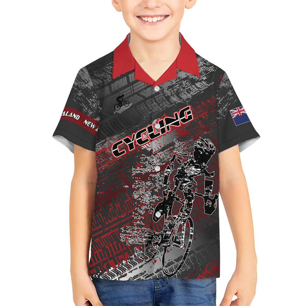 Personalised Cycling New Zealand Family Matching Puletasi and Hawaiian Shirt Aotearoa Pride Sportswear LT22 Son's Shirt Red - Polynesian Pride