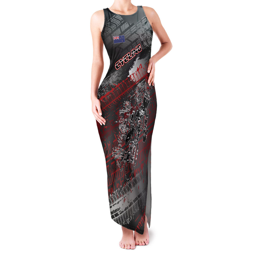 Personalised Cycling New Zealand Family Matching Tank Maxi Dress and Hawaiian Shirt Aotearoa Pride Sportswear LT22 Mom's Dress Red - Polynesian Pride