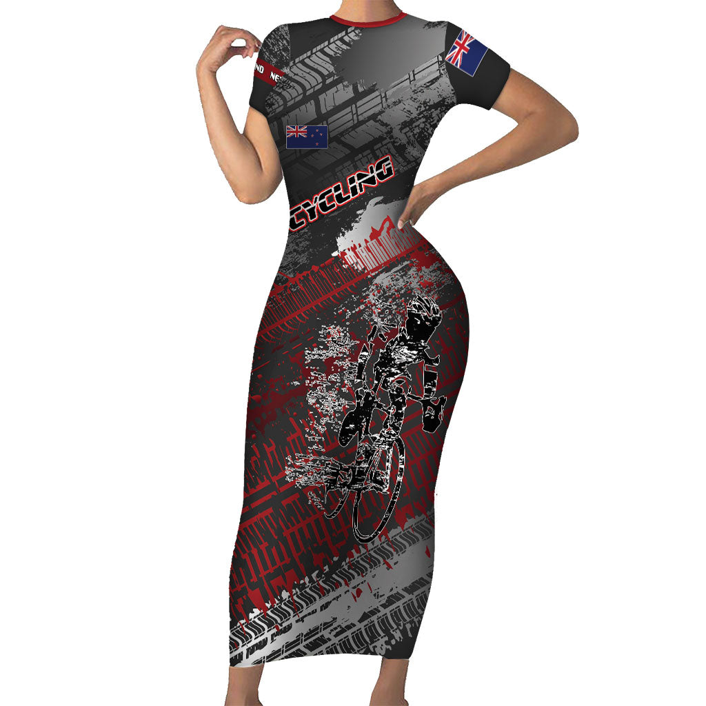 Personalised Cycling New Zealand Short Sleeve Bodycon Dress Aotearoa Pride Sportswear