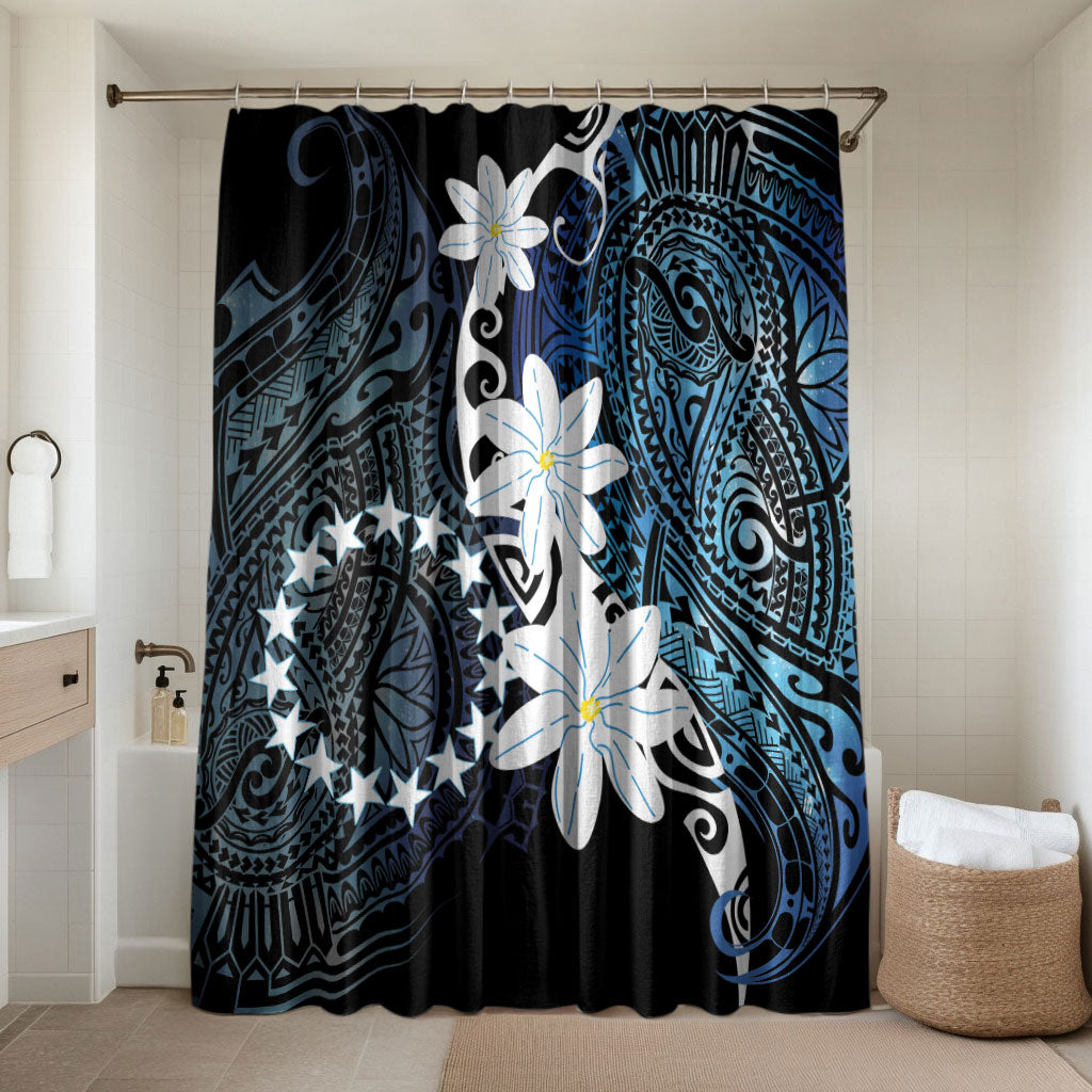 Cook Islands Maori Language Week Bathroom Set Tiare Maori Kuki Airani Blue Pattern