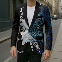 Cook Islands Maori Language Week Blazer Tiare Maori Kuki Airani Blue Pattern