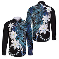 Cook Islands Maori Language Week Family Matching Puletasi and Hawaiian Shirt Tiare Maori Kuki Airani Blue Pattern
