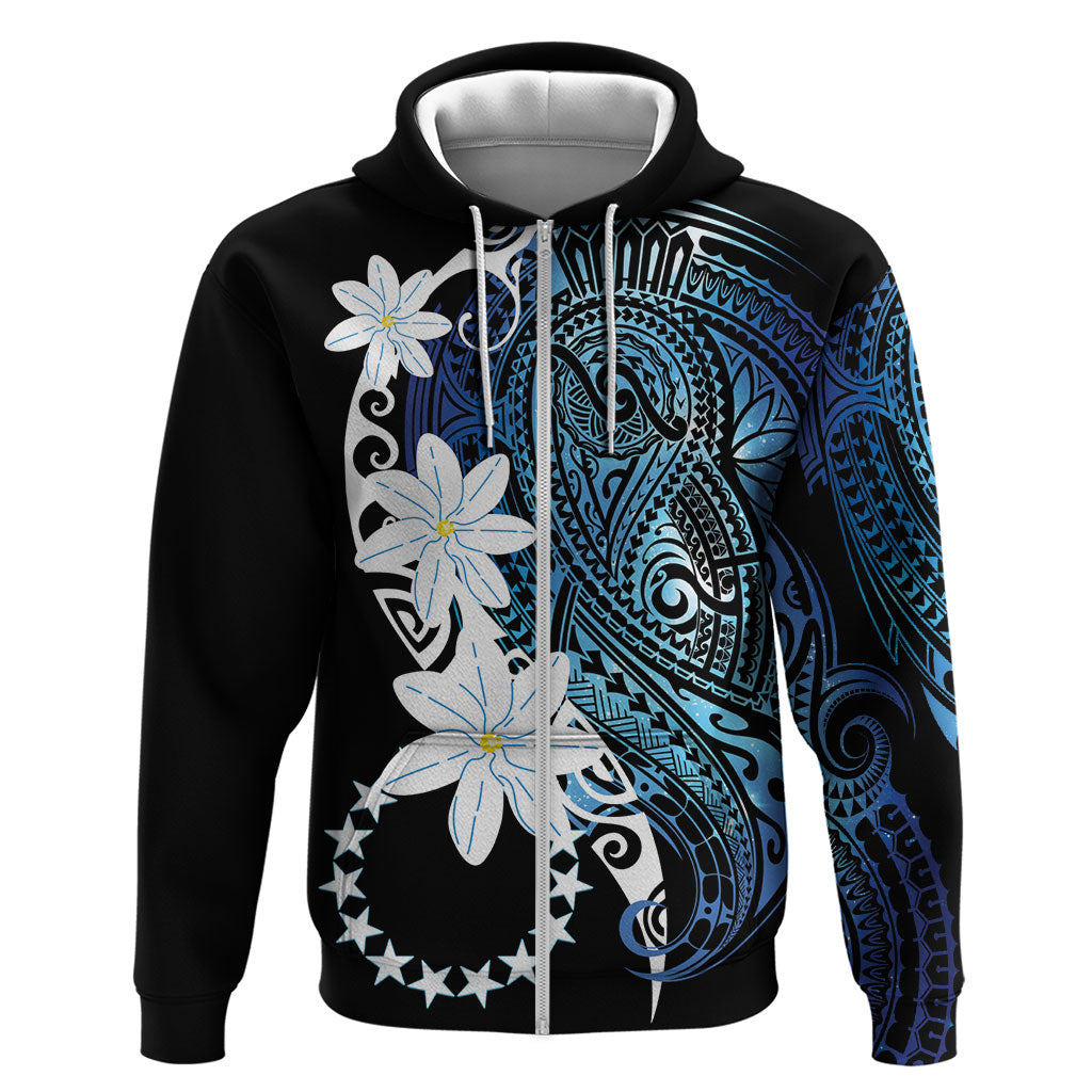 Cook Islands Maori Language Week Hoodie Tiare Maori Kuki Airani Blue Pattern