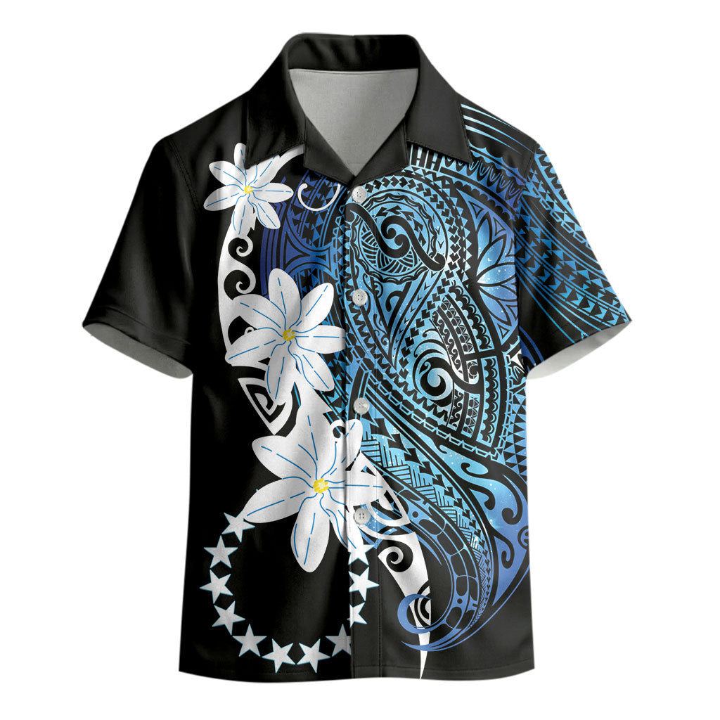 Cook Islands Maori Language Week Kid Hawaiian Shirt Tiare Maori Kuki Airani Blue Pattern