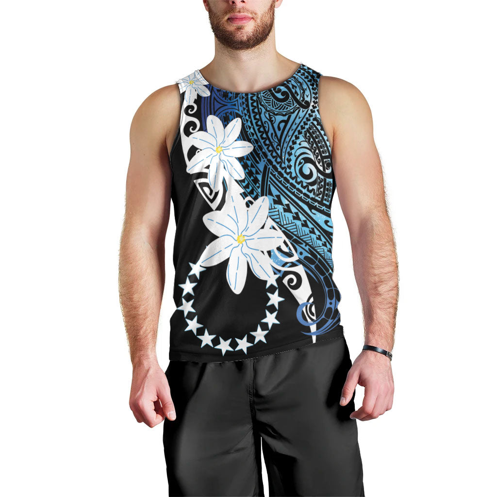 Cook Islands Maori Language Week Men Tank Top Tiare Maori Kuki Airani Blue Pattern
