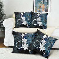 Cook Islands Maori Language Week Pillow Cover Tiare Maori Kuki Airani Blue Pattern
